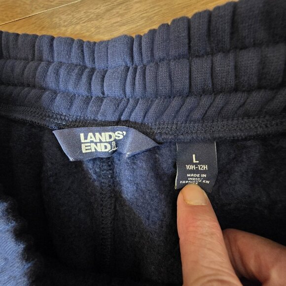 🔴 Lands End Shorts Boys Large 10H 12H Deep Sea Navy Knit Husky Elastic Waist - Picture 6 of 13